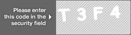 captcha code for visual authentication  letter T number 3 letter F number 4