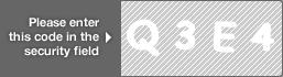 captcha code for visual authentication  letter Q number 3 letter E number 4
