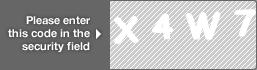 captcha code for visual authentication  letter X number 4 letter W number 7