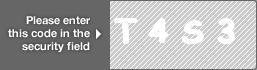 captcha code for visual authentication  letter T number 4 letter S number 3