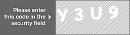 captcha code for visual authentication  letter Y number 3 letter U number 9