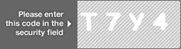 captcha code for visual authentication  letter T number 7 letter Y number 4