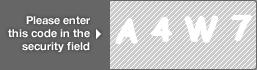 captcha code for visual authentication  letter A number 4 letter W number 7