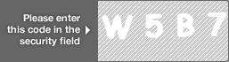 captcha code for visual authentication  letter W number 5 letter B number 7