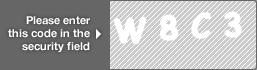captcha code for visual authentication  letter W number 8 letter C number 3