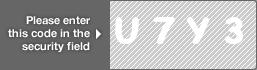 captcha code for visual authentication  letter U number 7 letter Y number 3